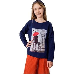 Tmavomodré dievčenské tričko s potlačou vyobraziť