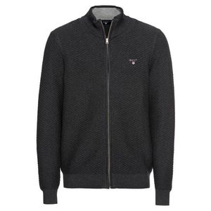 GANT Kardigán 'O1.TRIANGLE TEXTURE FULLZIP' antracitová vyobraziť