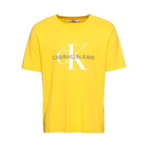 Calvin Klein Jeans Tričko 'MONOGRAM EMBRO W/O BOX REG' biela / žltá / striebornosivá vyobraziť