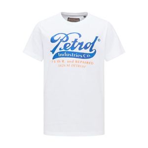 Petrol Industries Tričko biela / modrá / oranžová vyobraziť