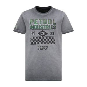 Petrol Industries Tričko sivá melírovaná / čierna / zelená vyobraziť