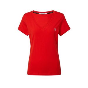 Calvin Klein Jeans Tričko 'CK EMBROIDERY STRETCH V-NECK' červená vyobraziť
