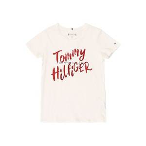 TOMMY HILFIGER Tričko biela / ohnivo červená vyobraziť