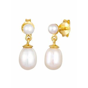 ELLI PREMIUM Náušnice perlovo biela / zlatá vyobraziť
