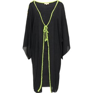MYMO Kimono čierna / neónovo zelená / lososová vyobraziť
