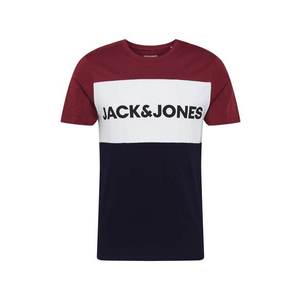 JACK & JONES Tričko tmavomodrá / biela / vínovo červená vyobraziť