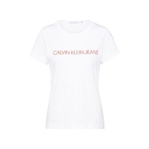 Calvin Klein Tričko 'INSTITUTIONAL LOGO SLIM FIT TEE' biela / červená vyobraziť