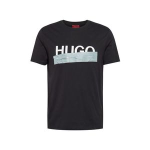 HUGO Tričko 'Dicagolino' strieborná / čierna / biela vyobraziť