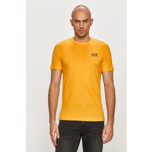 Bavlnené tričko EA7 Emporio Armani žltá farba, s potlačou vyobraziť