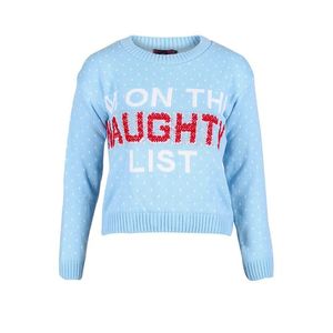 Modrý sveter Naughty List vyobraziť