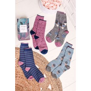 Viacfarebné ponožky v darčekovej krabičke Lavanda Socks Box - štvorbalenie vyobraziť