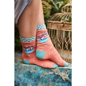 Oranžovo-tyrkysové ponožky Flora Socks vyobraziť