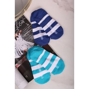 Dámske modro-tyrkysové členkové ponožky Rugby Stripe Liner - dvojbalenie vyobraziť