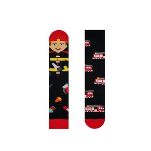 Čierno-červené vzorované ponožky Hasič vyobraziť