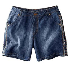 Džínsové šortky s výšivkou modrá 52 vyobraziť
