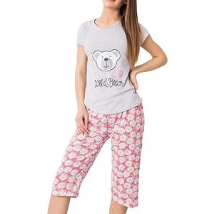šedo-ružové dámske pyžamo s potlačou medvedíka vyobraziť