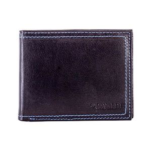 čierna pánska peňaženka s modrým prešívaním vyobraziť