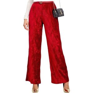 Tmavo-červené dámske lesklé nohavice vyobraziť