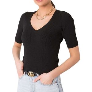 čierne rebrované dámske tričko vyobraziť