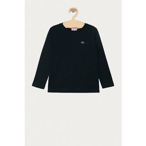 Detská bavlnená košeľa s dlhým rukávom Lacoste tmavomodrá farba, s nášivkou vyobraziť