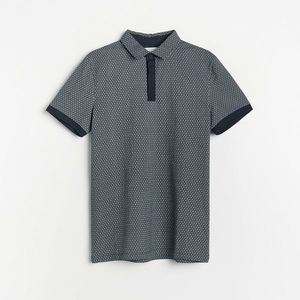 Reserved - Polo tričko s kontrastnými prvkami - Tmavomodrá vyobraziť