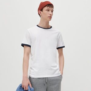 Reserved - Tričko s kontrastným lemovaním - Biela vyobraziť