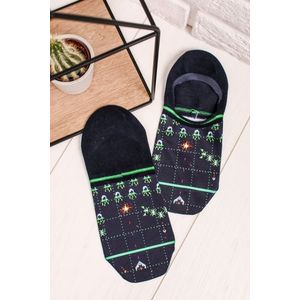 Pánske tmavomodré vzorované členkové ponožky Pixel King Footies vyobraziť