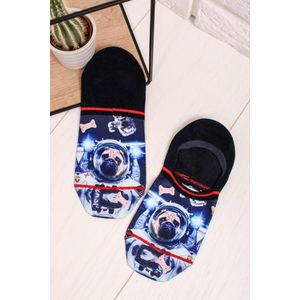 Pánske modré vzorované členkové ponožky Pug in Space Footies vyobraziť