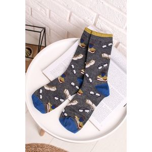 Pánske sivé vzorované ponožky v darčekovej krabičke Study Bamboo Glasses Socks vyobraziť