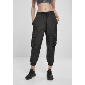 Urban Classics Ladies High Waist Crinkle Nylon Cargo Pants black - 5XL vyobraziť