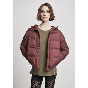 Urban Classics Ladies Hooded Puffer Jacket cherry - S vyobraziť