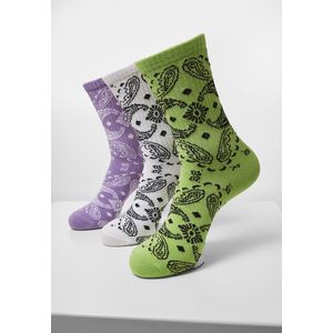 Urban Classics Bandana Pattern Socks 3-Pack white+lilac+lime - 43-46 vyobraziť