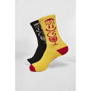 Urban Classics Iconic Icons Socks 2-Pack black/yellow - 43-46 vyobraziť