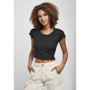 Dámske tričko Urban Classics Cropped Button Up Rib Tee black Pohlavie: dámske, Velikost: XL vyobraziť
