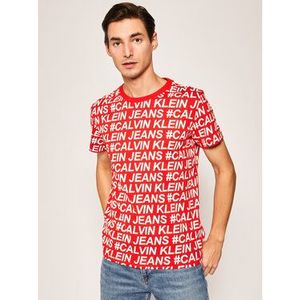 Calvin Klein Jeans Tričko All-Over Logo Print J30J315010 Červená Regular Fit vyobraziť