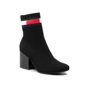 Tommy Jeans Členková obuv Flag Sock Mid Heel Boot EN0EN00699 Čierna vyobraziť