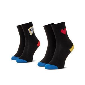KARL LAGERFELD Súprava 2 párov vysokých dámskych ponožiek 201W6007 Čierna vyobraziť