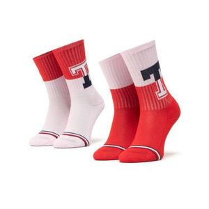 Tommy Hilfiger Súprava 2 párov vysokých dámskych ponožiek 100000807 Červená vyobraziť