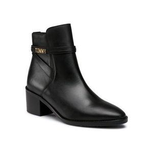 Tommy Hilfiger Členková obuv Block Branding Leather Mid Boot FW0FW05196 Čierna vyobraziť