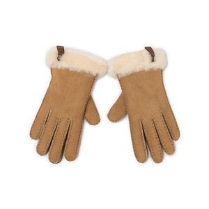 Ugg Dámske rukavice W Shorty Glove W Leather Trim 17367 Hnedá vyobraziť