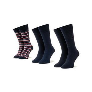 Tommy Hilfiger Súprava 3 párov vysokých ponožiek unisex 100000844 Tmavomodrá vyobraziť