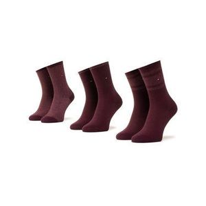 Tommy Hilfiger Súprava 3 párov vysokých dámskych ponožiek 100000865 Bordová vyobraziť
