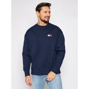 Tommy Jeans Mikina Tjm Badge Crew DM0DM06592 Tmavomodrá Regular Fit vyobraziť