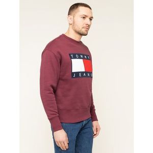 Tommy Jeans Mikina Tjm Flag Crew DM0DM07201 Bordová Regular Fit vyobraziť