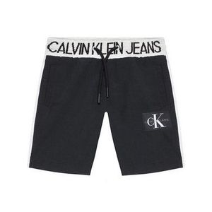 Calvin Klein Jeans Športové kraťasy Punto Fabric Mix Jogger IB0IB00794 Čierna Regular Fit vyobraziť