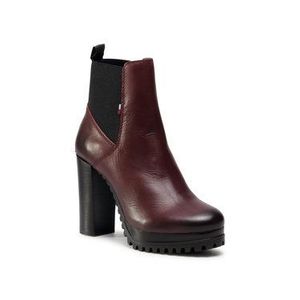 Tommy Jeans Členková obuv Essential Cleated Heeled Boot EN0EN01075 Bordová vyobraziť