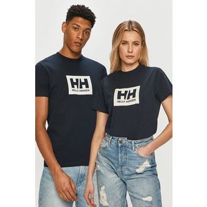 Bavlnené tričko Helly Hansen tmavomodrá farba, s potlačou vyobraziť
