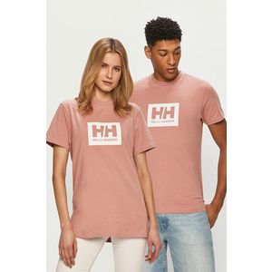 Bavlnené tričko Helly Hansen ružová farba, s potlačou vyobraziť