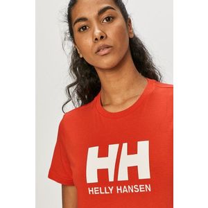 Bavlnené tričko Helly Hansen červená farba vyobraziť