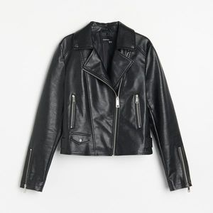 Reserved - Motorkárska bunda z umelej kože - Čierna vyobraziť